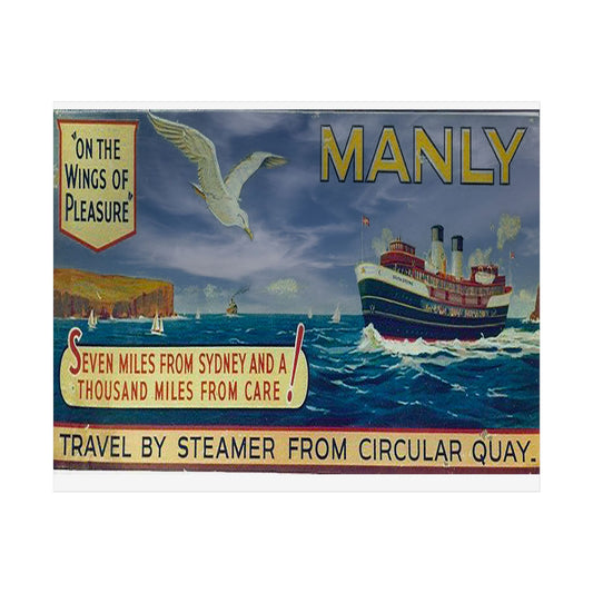 Vintage Travel Art Print, Manly Beach Decor, Nautical Wall Art, Coastal Home, Sydney Poster, Gift for Ocean Lovers 