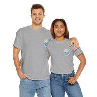 Heavy Cotton T-Shirt with free Canva custom designed logo front and back 