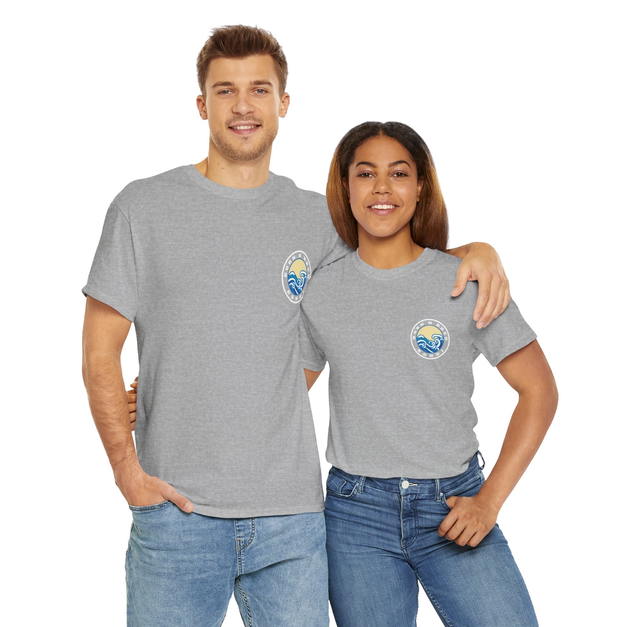 Heavy Cotton T-Shirt with free Canva custom designed logo front and back 