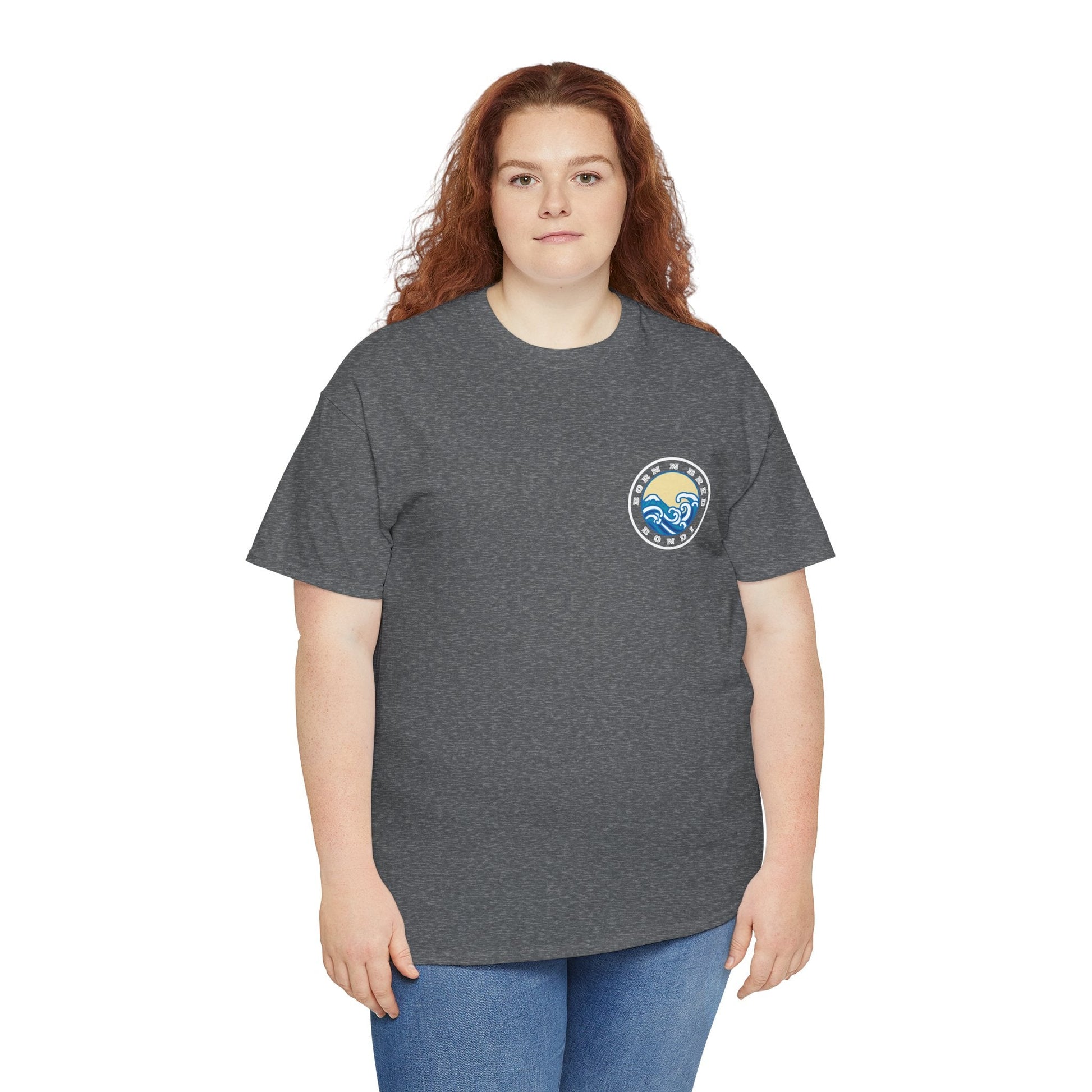 Heavy Cotton T-Shirt with free Canva custom designed logo front and back 