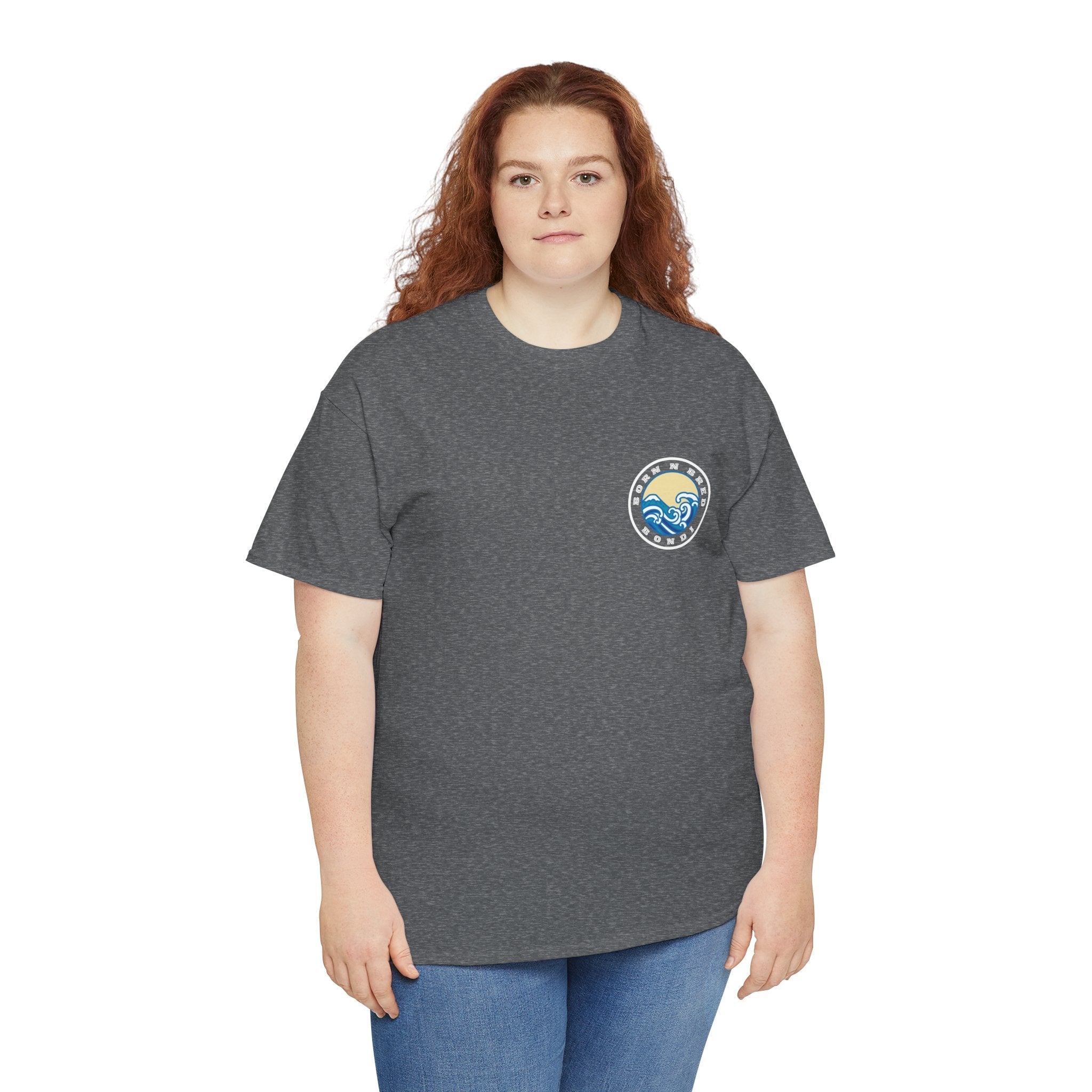 Heavy Cotton T-Shirt with free Canva custom designed logo front and back 