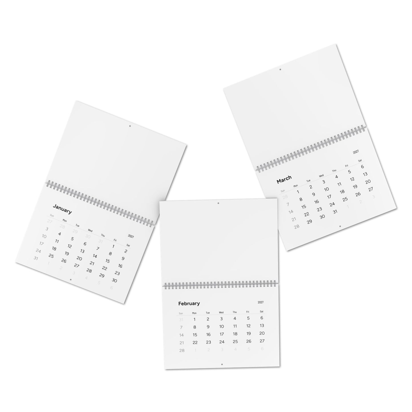 TESTING 2027 Minimal Wall Calendar — Clean Monthly Grid Planner
