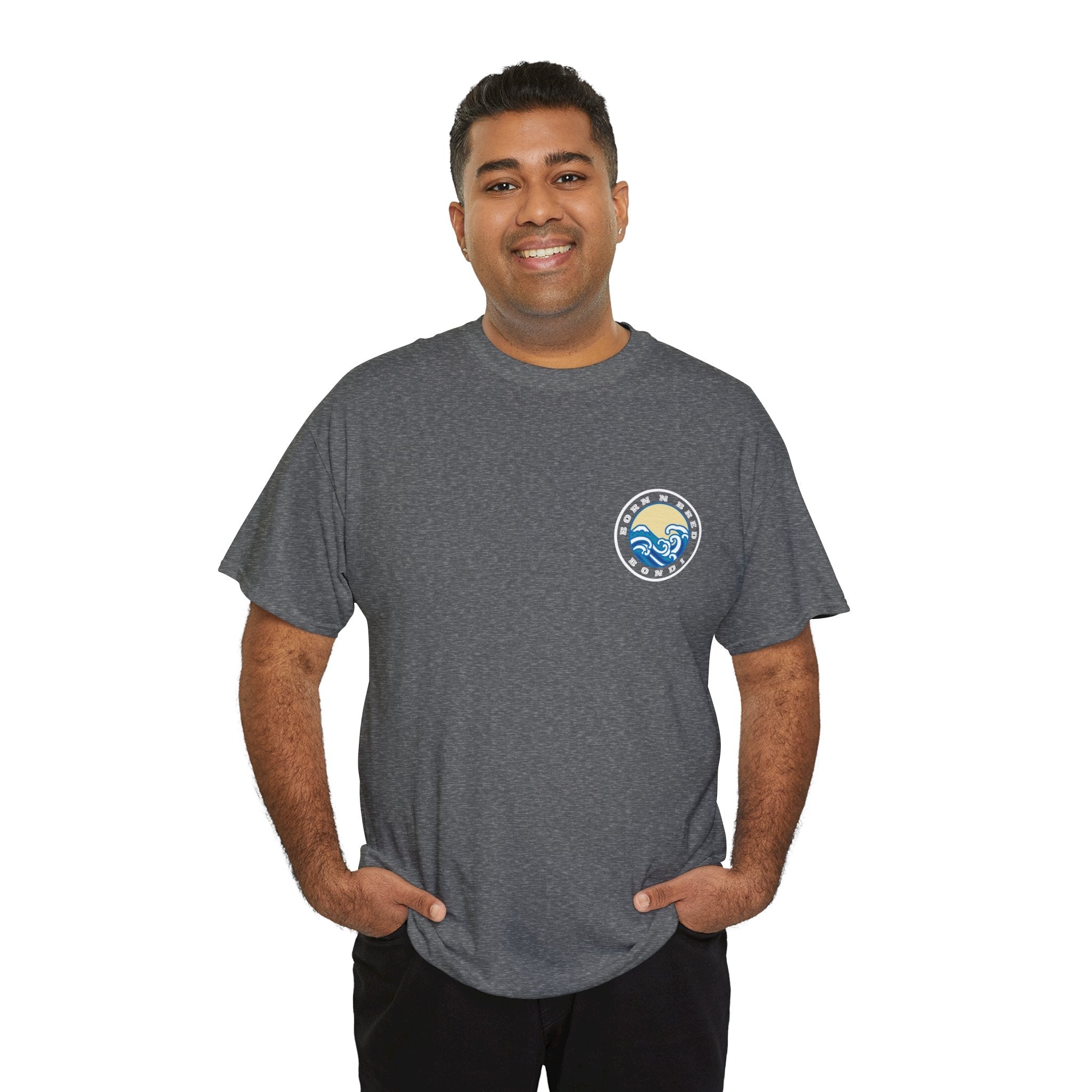 Heavy Cotton T-Shirt with free Canva custom designed logo front and back 