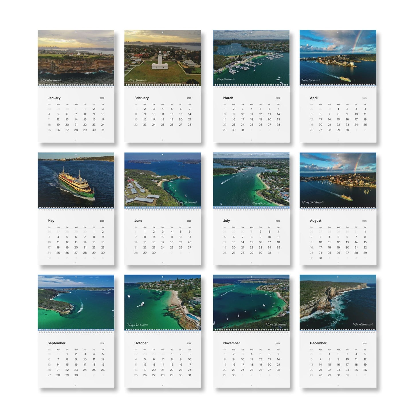Sydney Harbour From Above Wall Calendar 2026 