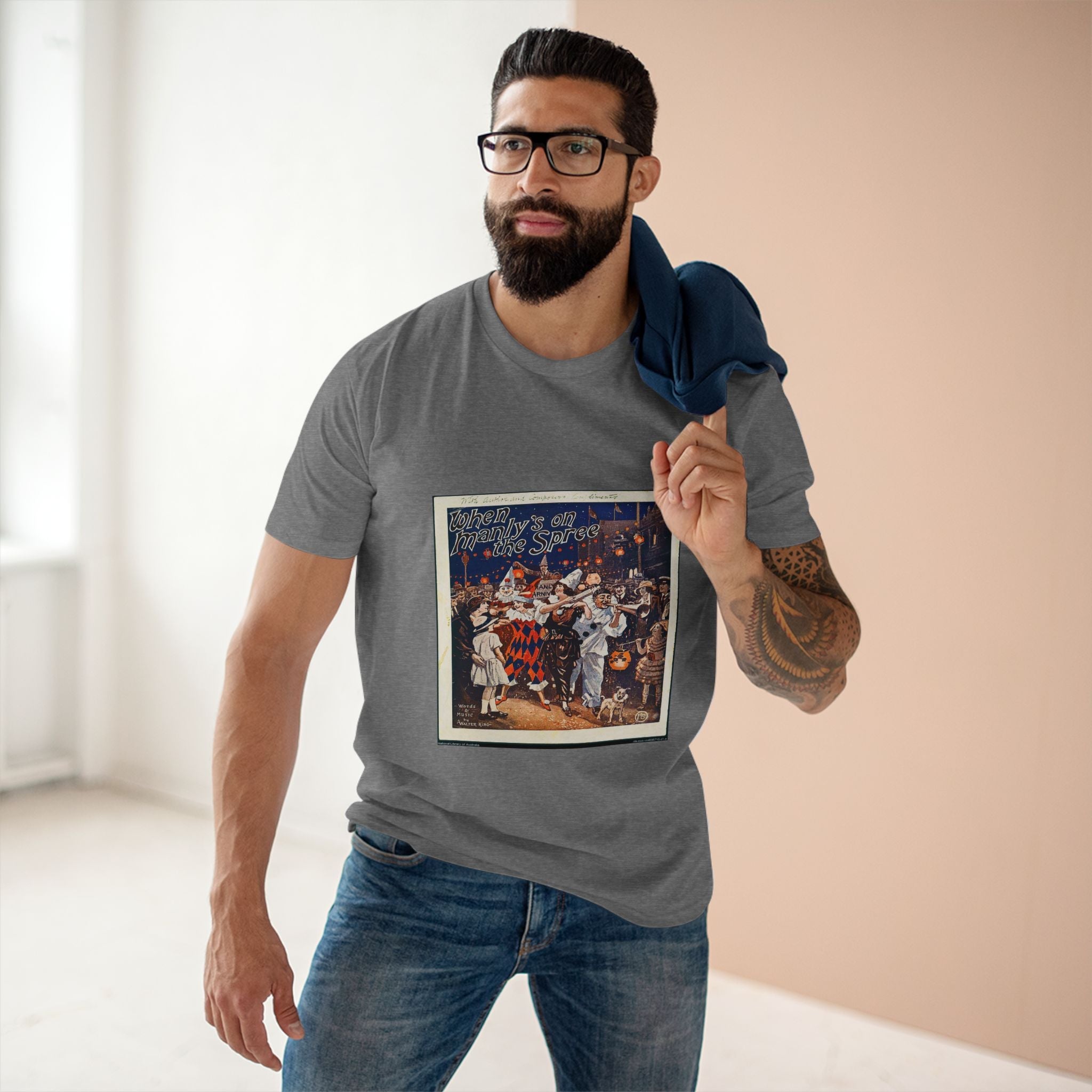 Vintage Manly Mardi Gras Staple Tee Printify