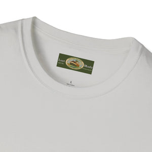 Collaroy custom logo front and sleeve. Lost Manly label. Unisex Soft style T-Shirt Printify