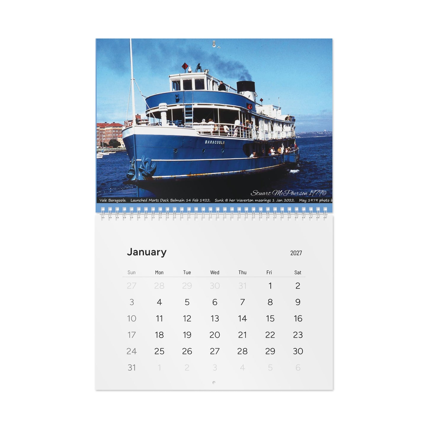 Manly Ferries Journey Through Time 2027 Wall Calendar - Lost Manly Shop