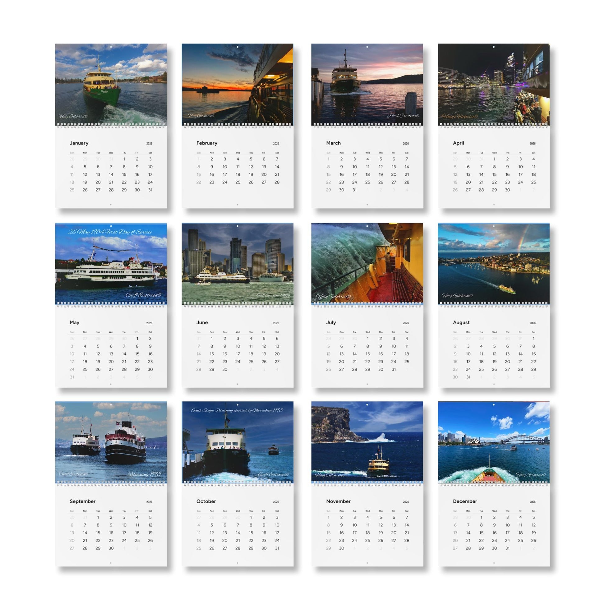 Seven Miles from Sydney Manly Ferry Memories Wall Calendar 2026 