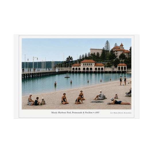 Manly Harbour Pool & Promenade, 1930s Historic Restoration Poster - Lost Manly Shop