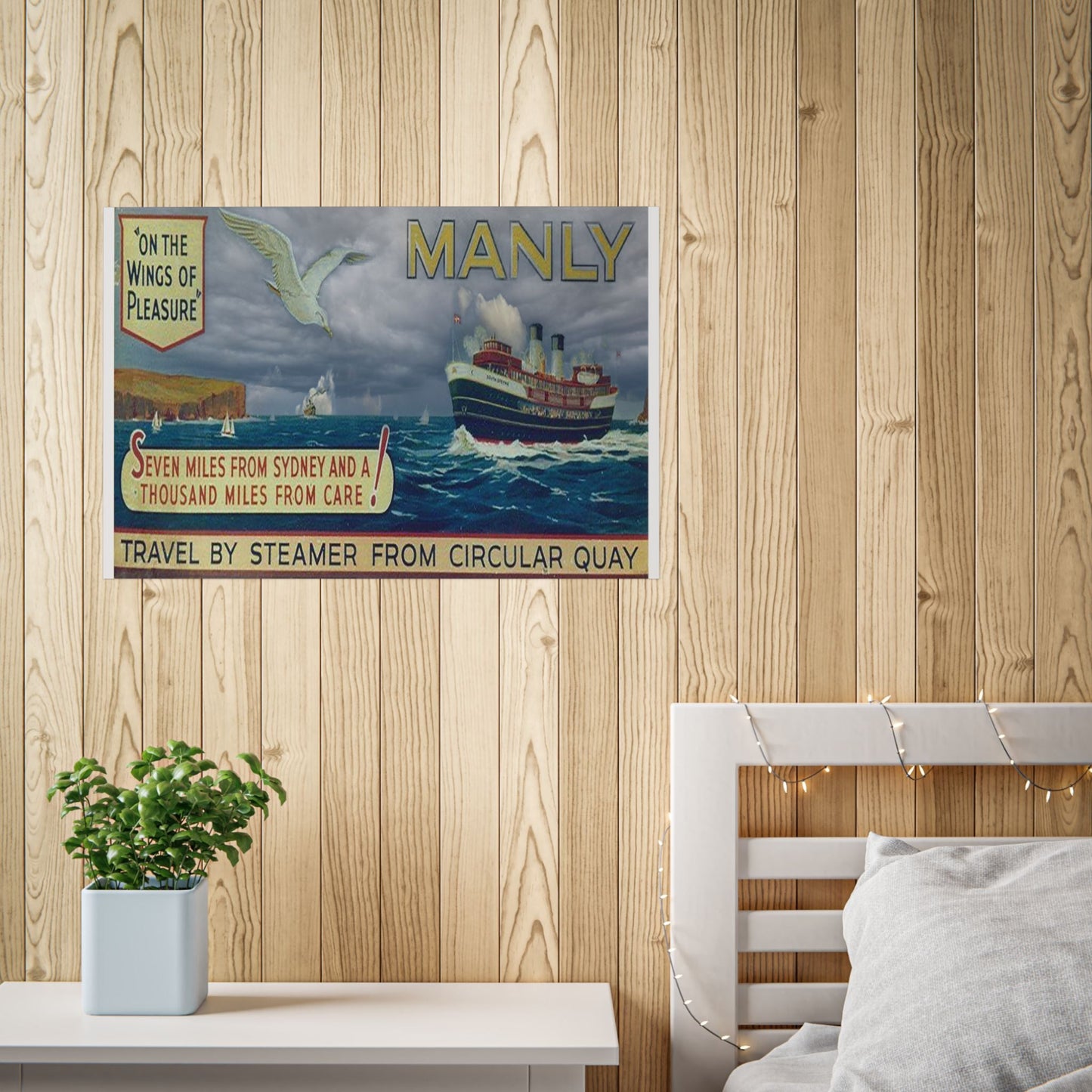 Manly  Vintage Travel Poster Print — Vintage Steamer “Seven Miles from Sydney” Unframed 