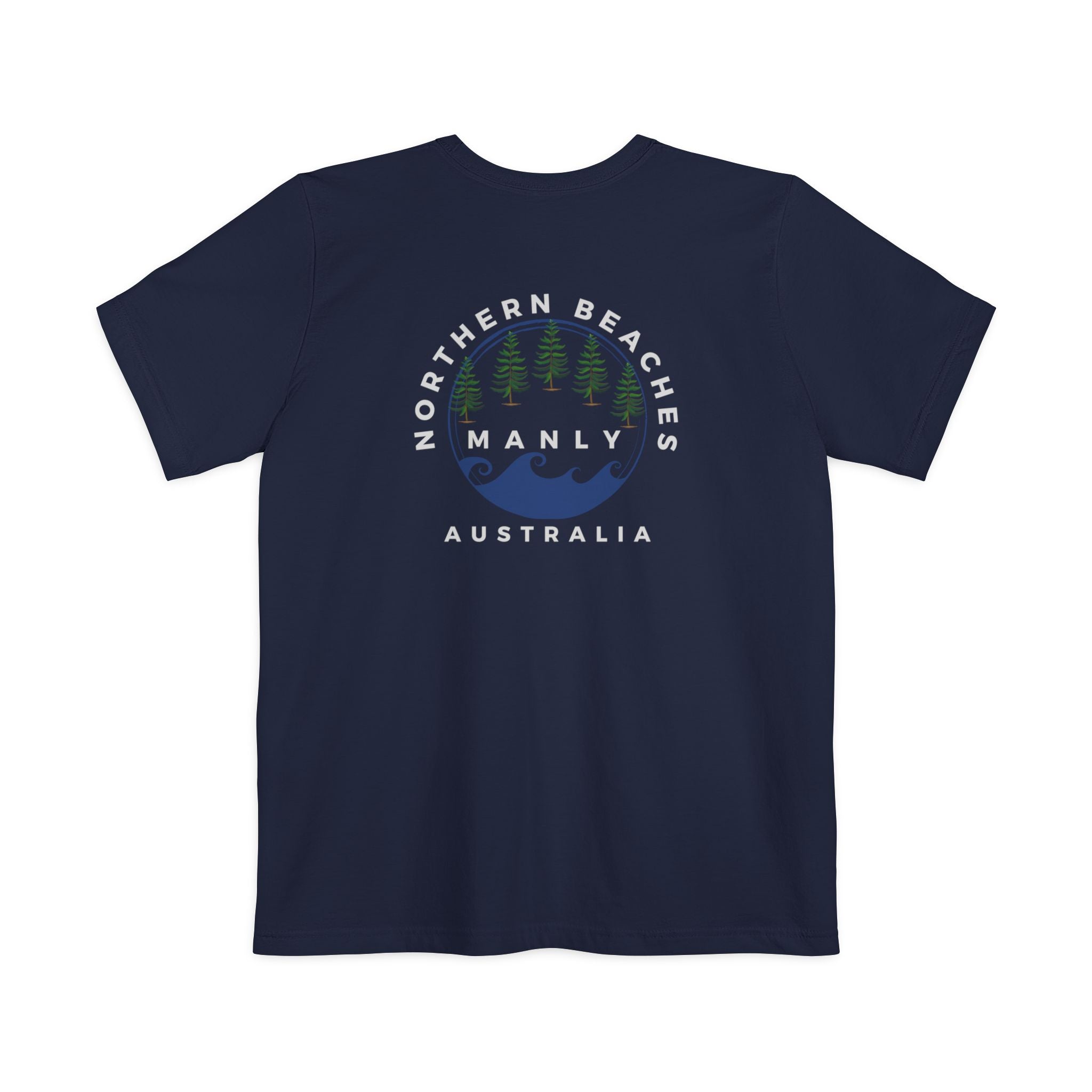 "The Westwood" Northern Beaches custom design different front and back logo, Pocket T-shirt - Casual, Nature-Inspired Wear Printify