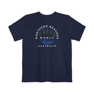 "The Westwood" Northern Beaches custom design different front and back logo, Pocket T-shirt - Casual, Nature-Inspired Wear Printify
