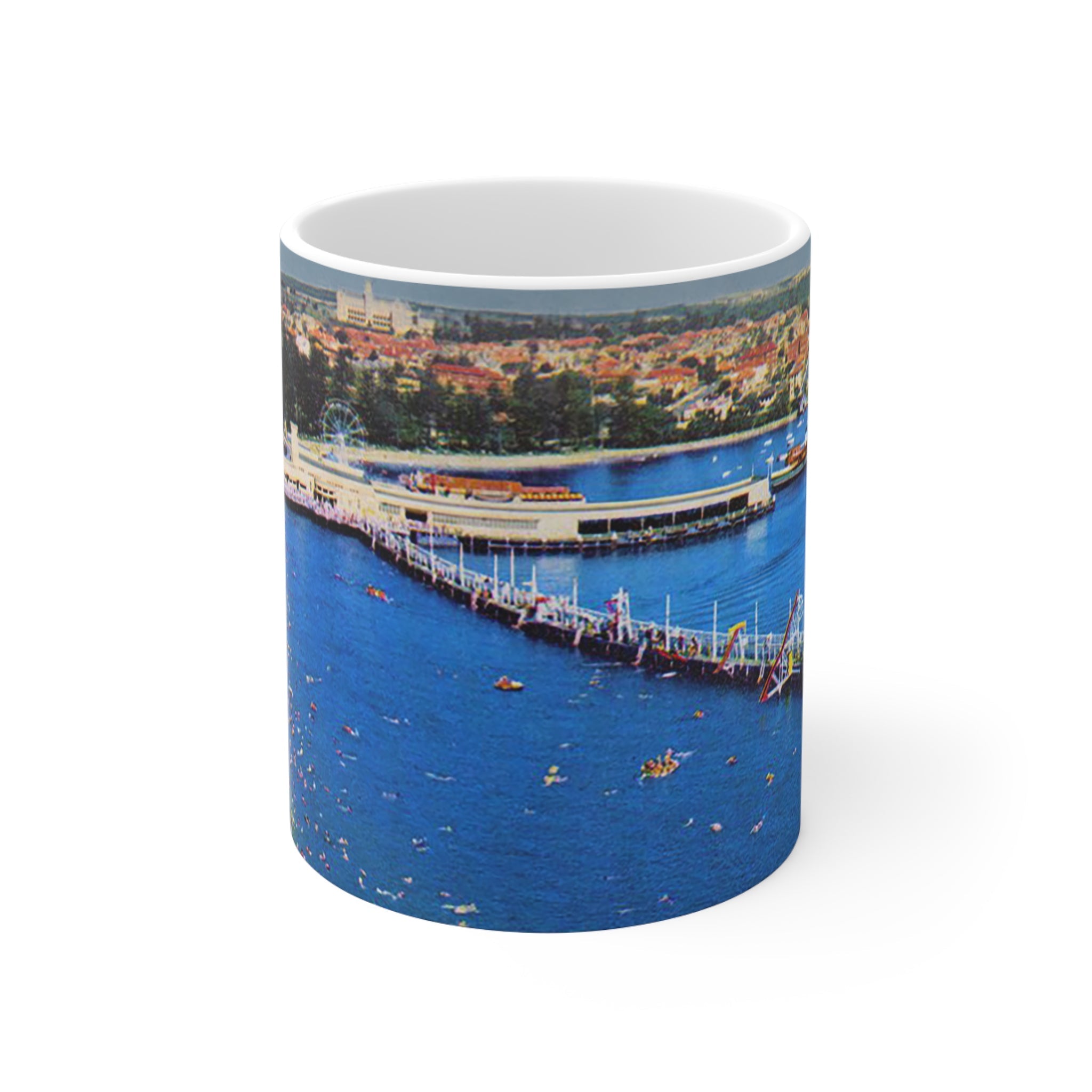 Coffee Mug - Manly Harbour Pool and Promenade at Manly Wharf 1955