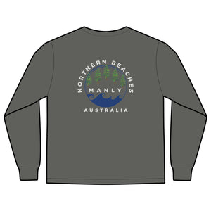 'The Westwood' Men's Long Sleeve Pocket T-Shirt with Northern Beaches Custom Design front and back logo Printify