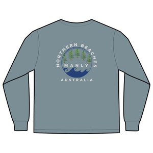 'The Westwood' Men's Long Sleeve Pocket T-Shirt with Northern Beaches Custom Design front and back logo Printify