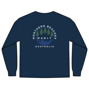 'The Westwood' Men's Long Sleeve Pocket T-Shirt with Northern Beaches Custom Design front and back logo Printify