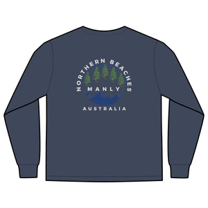'The Westwood' Men's Long Sleeve Pocket T-Shirt with Northern Beaches Custom Design front and back logo Printify