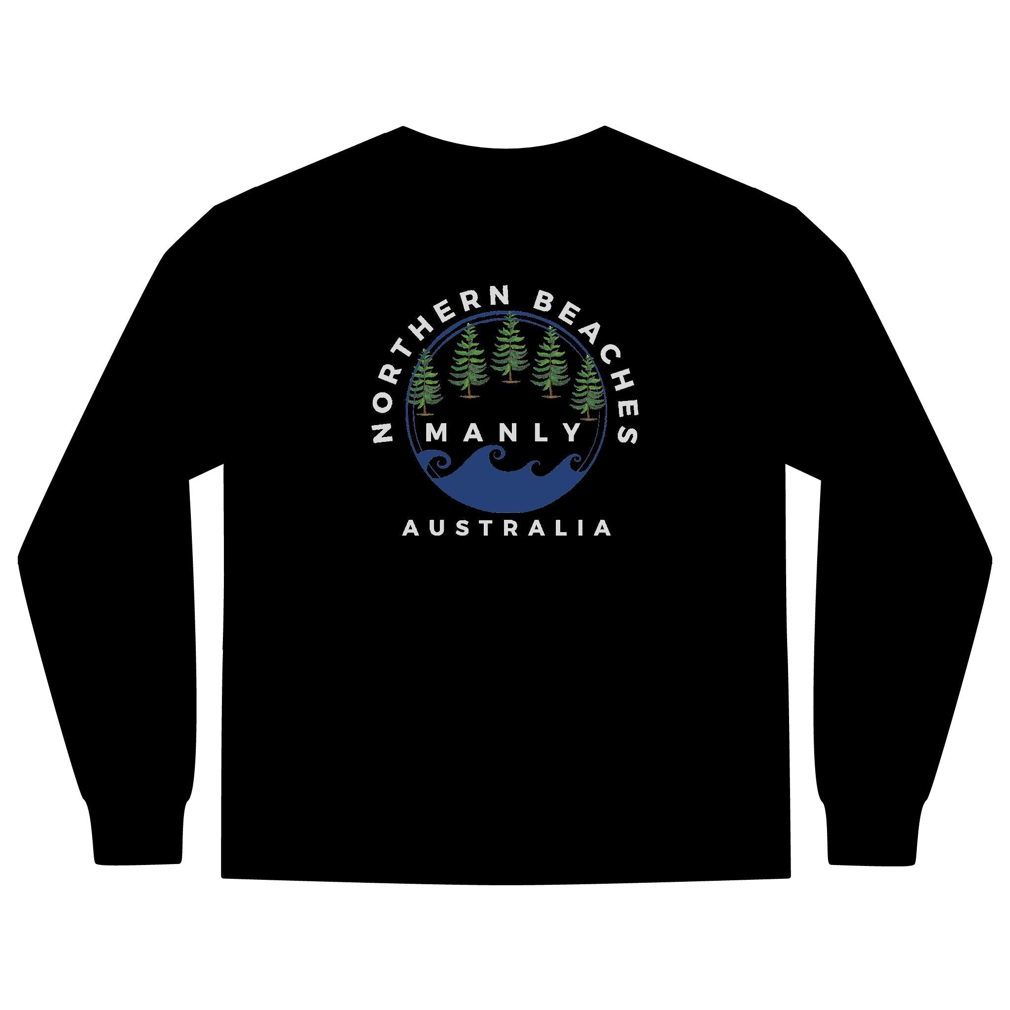 'The Westwood' Men's Long Sleeve Pocket T-Shirt with Northern Beaches Custom Design front and back logo Printify