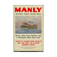 Poster Print - Manly Seven Miles from Sydney a Thousand Miles from Care 1940s Ferry Travel Printify