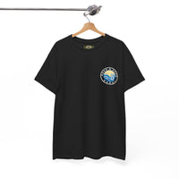 Heavy Cotton T-Shirt with free Canva custom designed logo front and back 