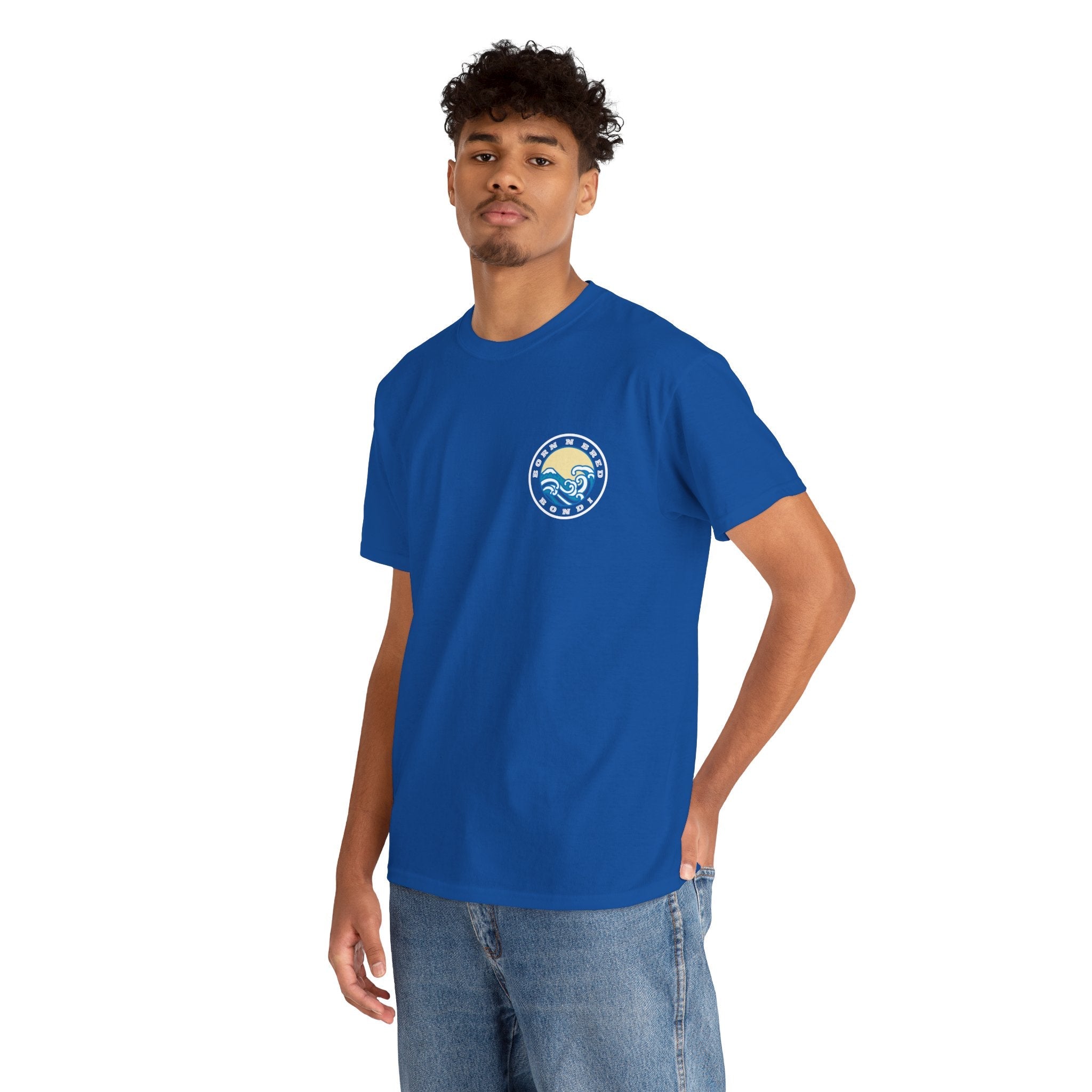 Heavy Cotton T-Shirt with free Canva custom designed logo front and back 