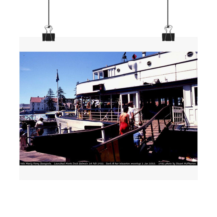 Vale Baragoola Ferry at Manly Wharf 1981 Photographer Stuart McPherson Vibrant Matte Horizontal Poster, Wall Art, Home Decor 