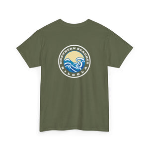 Heavy Cotton T-Shirt with free Canva custom designed logo front and back 