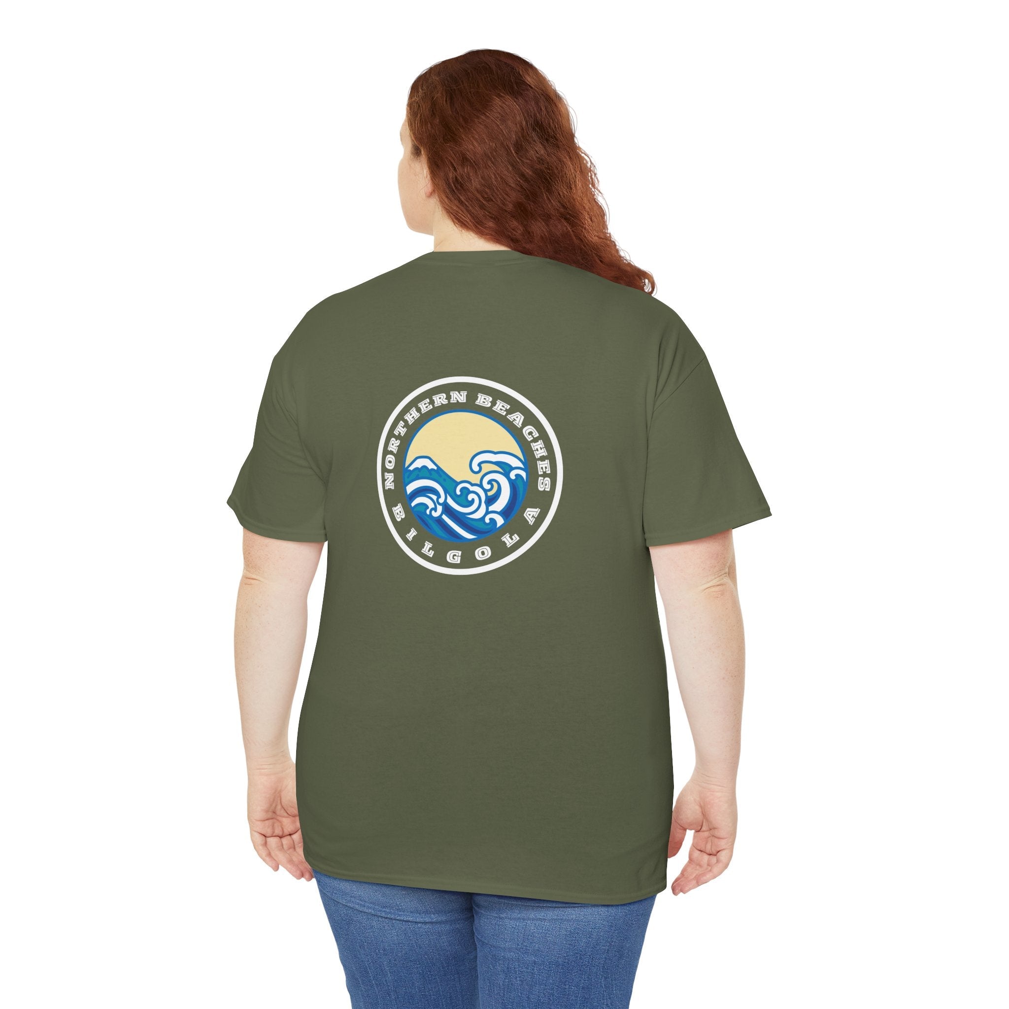 Heavy Cotton T-Shirt with free Canva custom designed logo front and back 