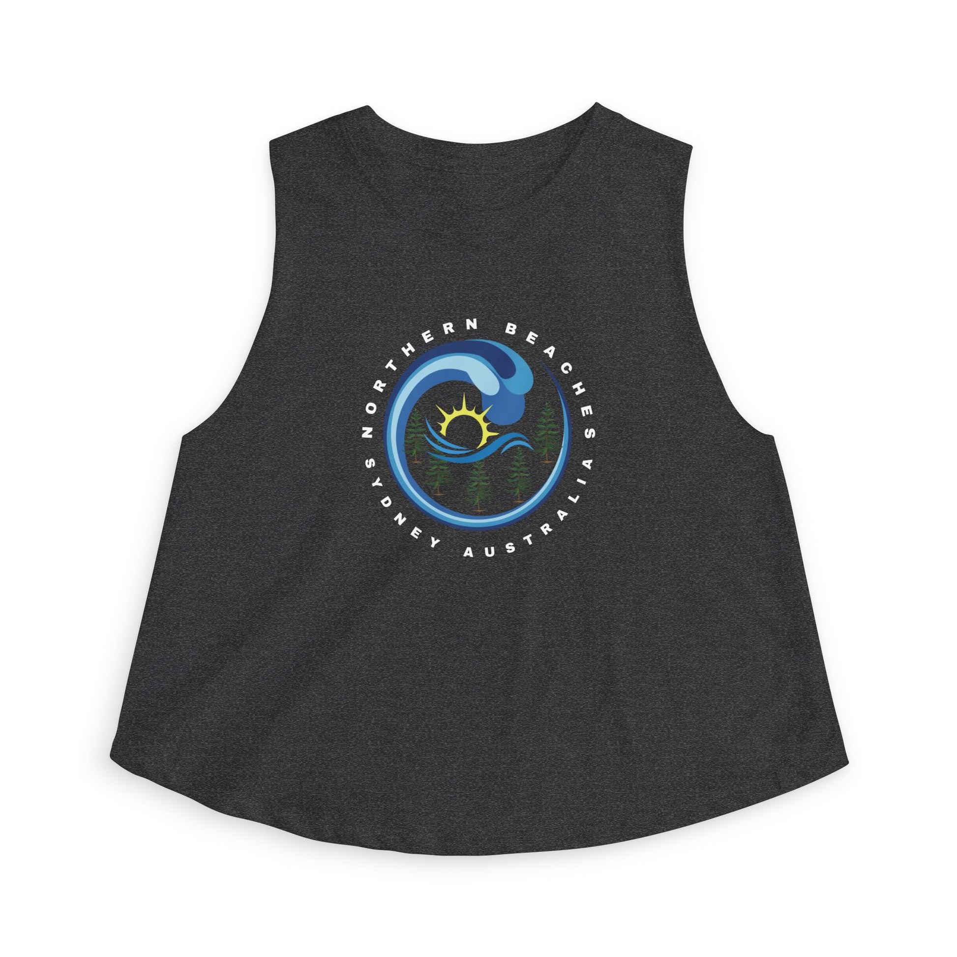 Lost Manly custom logo edition Northern Beaches Wave Crop Top – Women's Coastal Surf Graphic Tank - US Orders - Lost Manly Shop