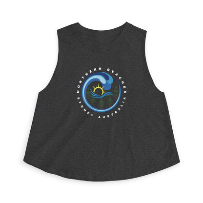 Lost Manly custom logo edition Northern Beaches Wave Crop Top – Women's Coastal Surf Graphic Tank - US Orders - Lost Manly Shop