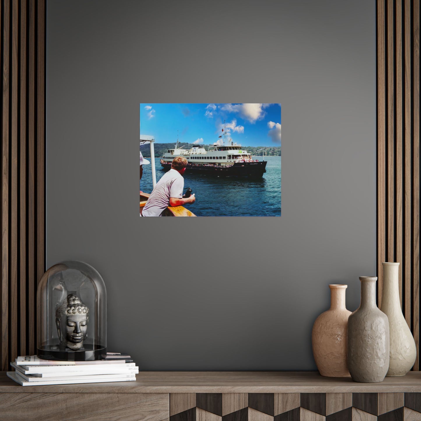 MV Collaroy Approaching Manly Wharf (1993) - Ferry Harbour Poster — Coastal Travel Wall Art