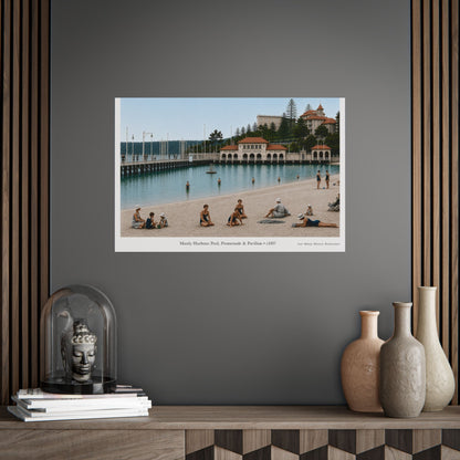 Manly Harbour Pool & Promenade, c.1937 Lost Manly Historic Restoration Printed Poster - Lost Manly Shop