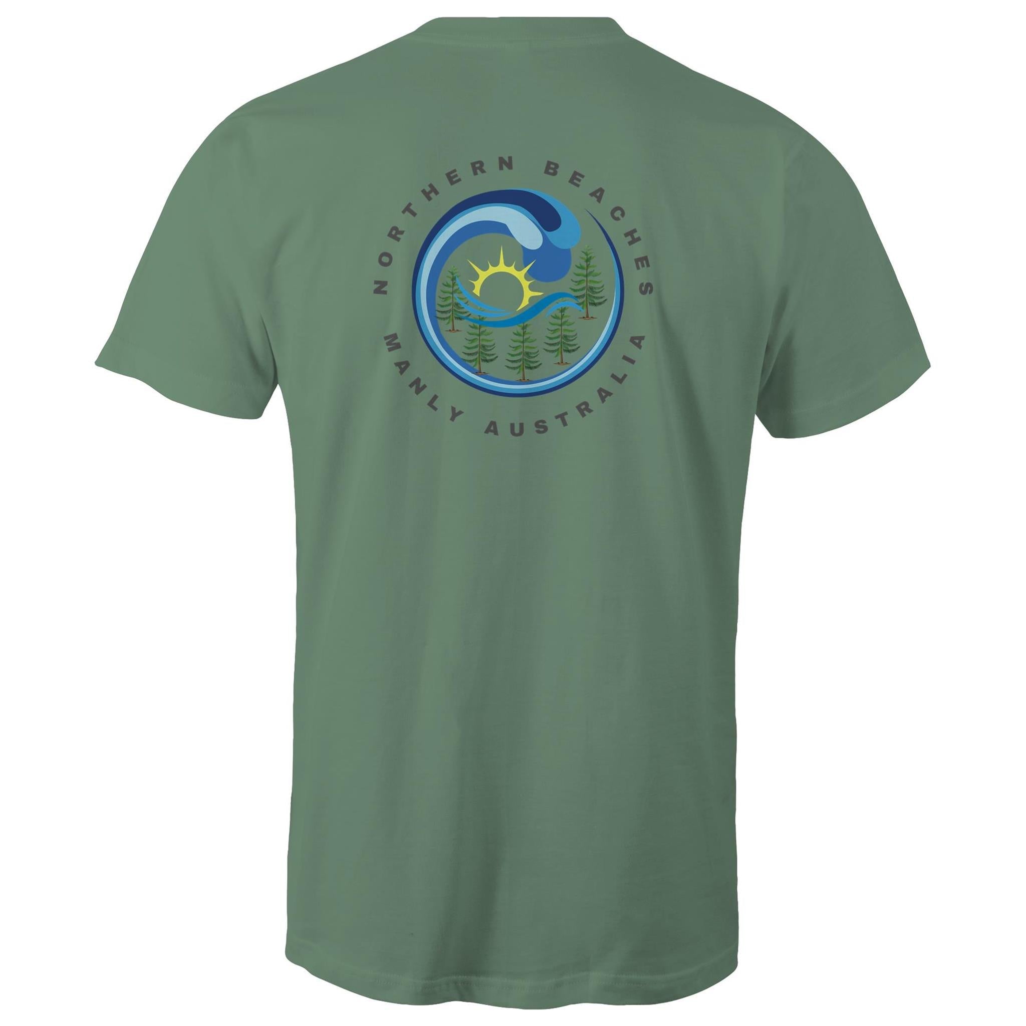 Northern Beaches Manly Australia front and back logo on AS Colour Staple Cotton Adult T-Shirt Ogo Merch