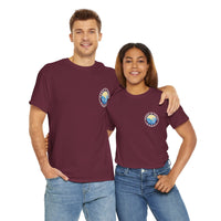 Heavy Cotton T-Shirt with free Canva custom designed logo front and back 