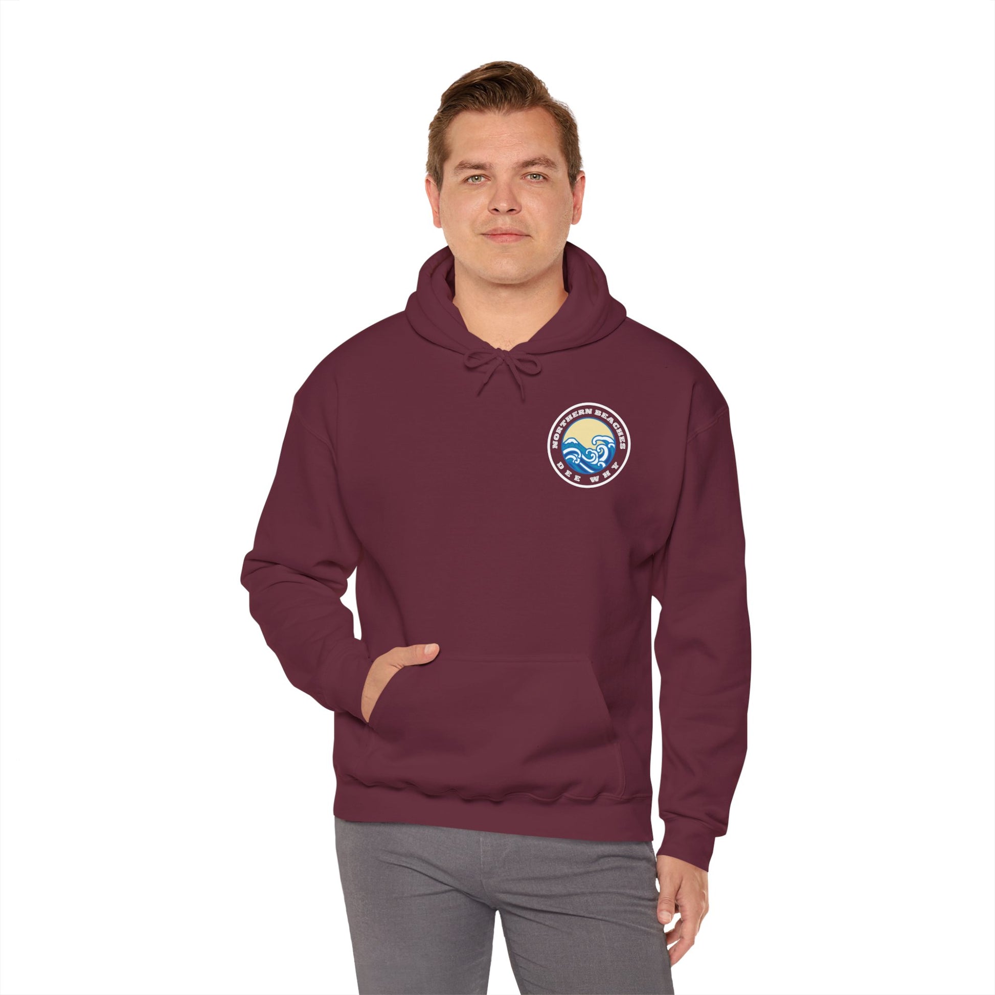 Lost Manly custom Northern Beaches Dee Why front and back logo edition Hoodie - Lost Manly Shop