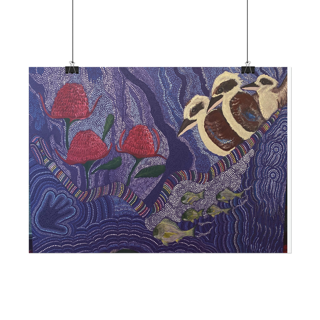Australian Natives original art by Kim's Dot Paintings Rolled Posters - Lost Manly Shop