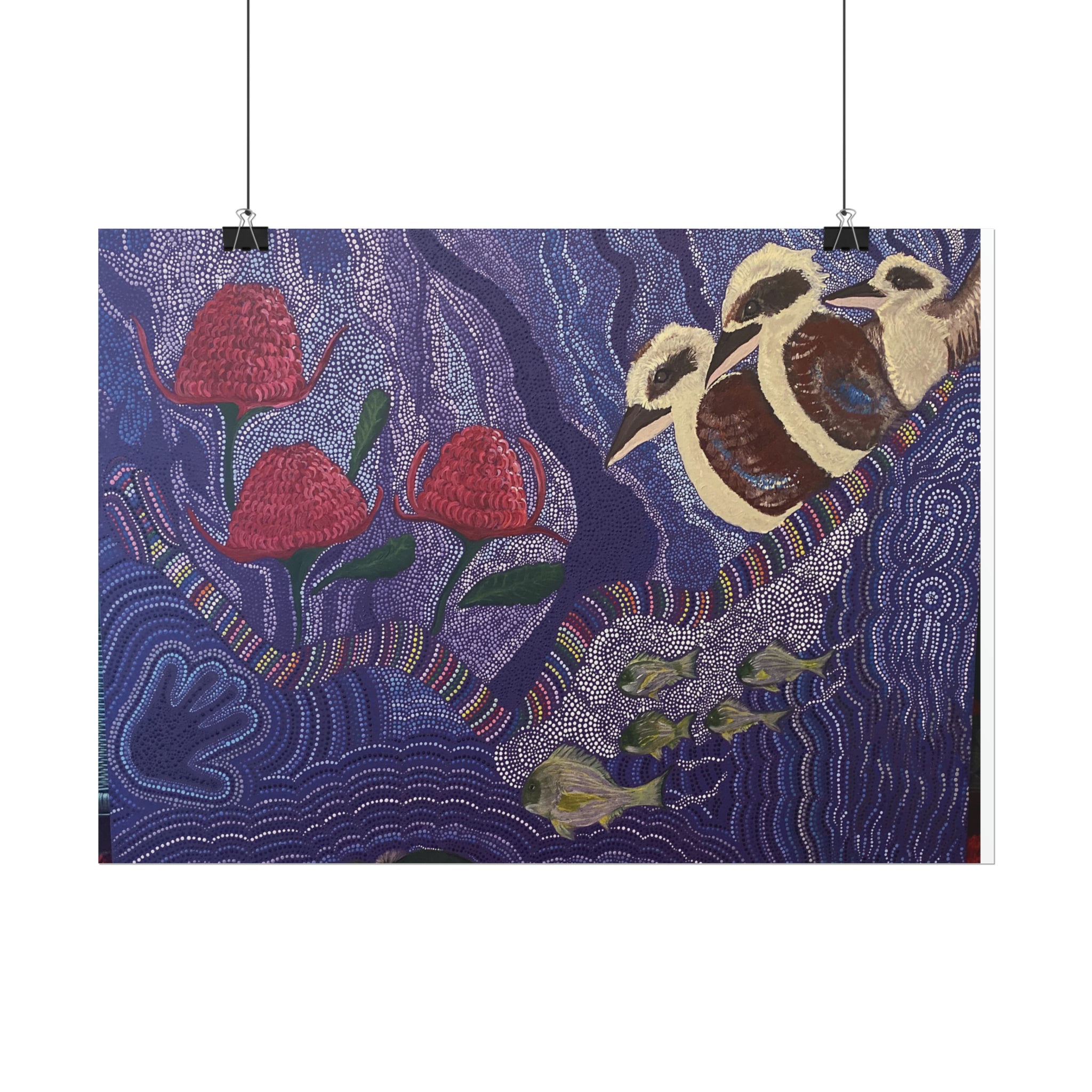 Australian Natives original art by Kim's Dot Paintings Rolled Posters - Lost Manly Shop