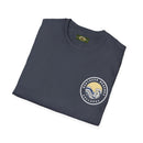 Collaroy custom logo front and sleeve. Lost Manly label. Unisex Soft style T-Shirt Printify