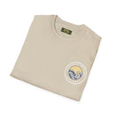 Collaroy custom logo front and sleeve. Lost Manly label. Unisex Soft style T-Shirt Printify