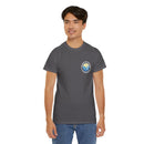 Heavy Cotton T-Shirt with free Canva custom designed logo front and back 
