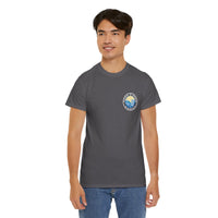 Heavy Cotton T-Shirt with free Canva custom designed logo front and back 