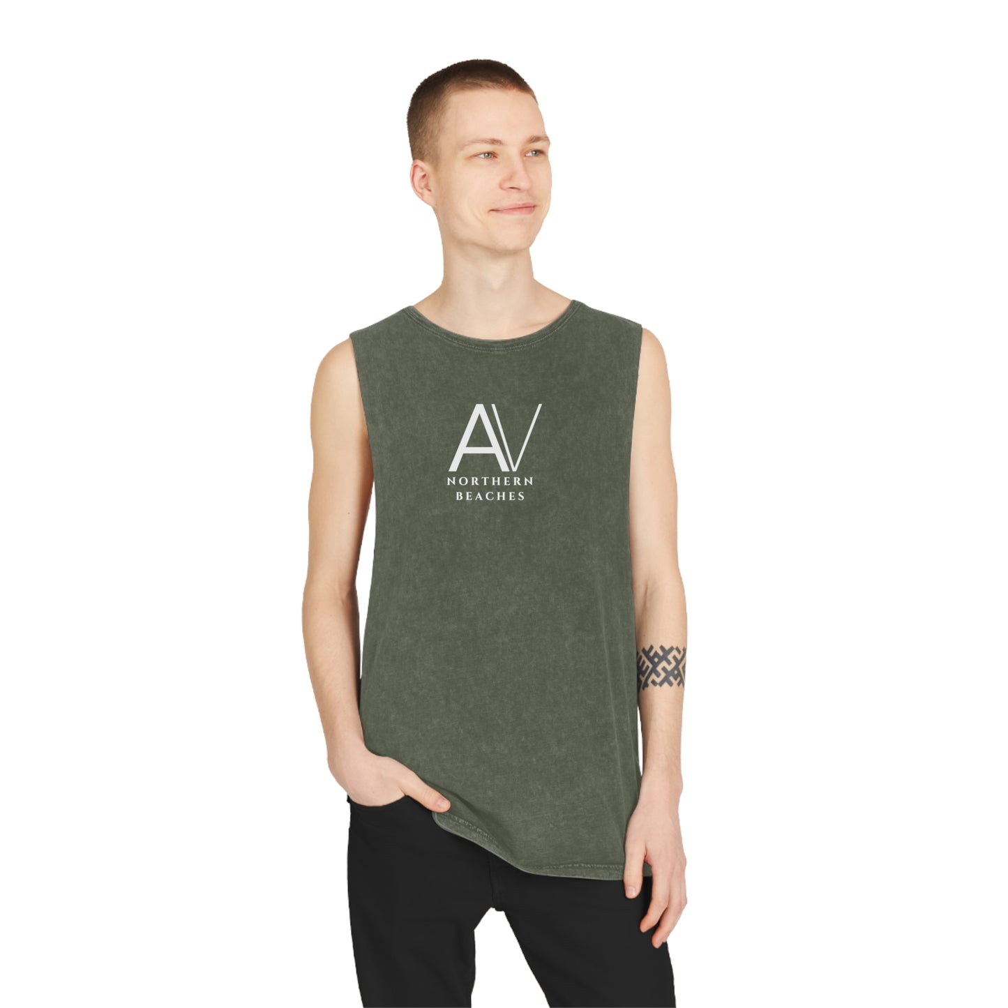 Stonewash Tank Top with Northern Beaches logo designs made to order