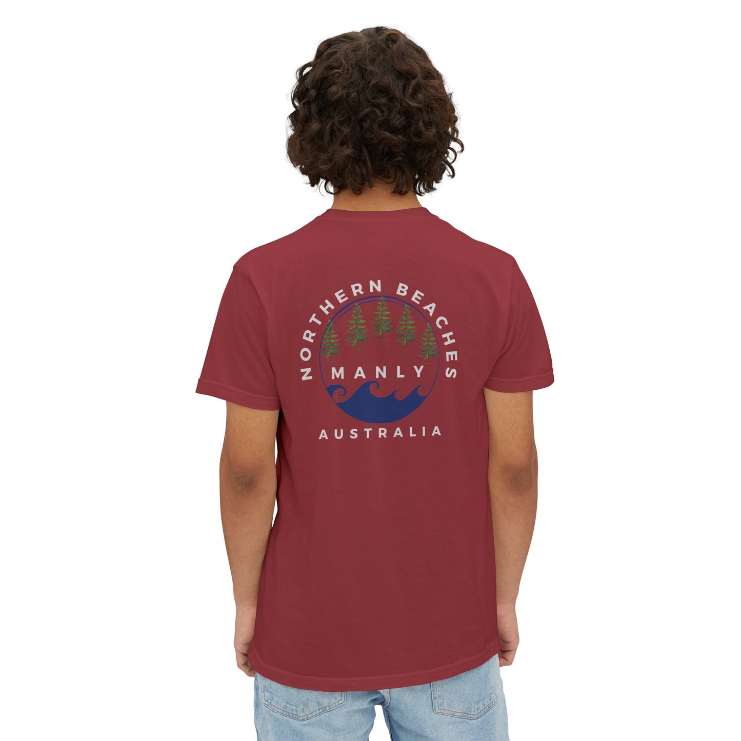 "The Westwood" Northern Beaches custom design front and back logo on Garment-Dyed Pocket T-Shirt for Nature Lovers