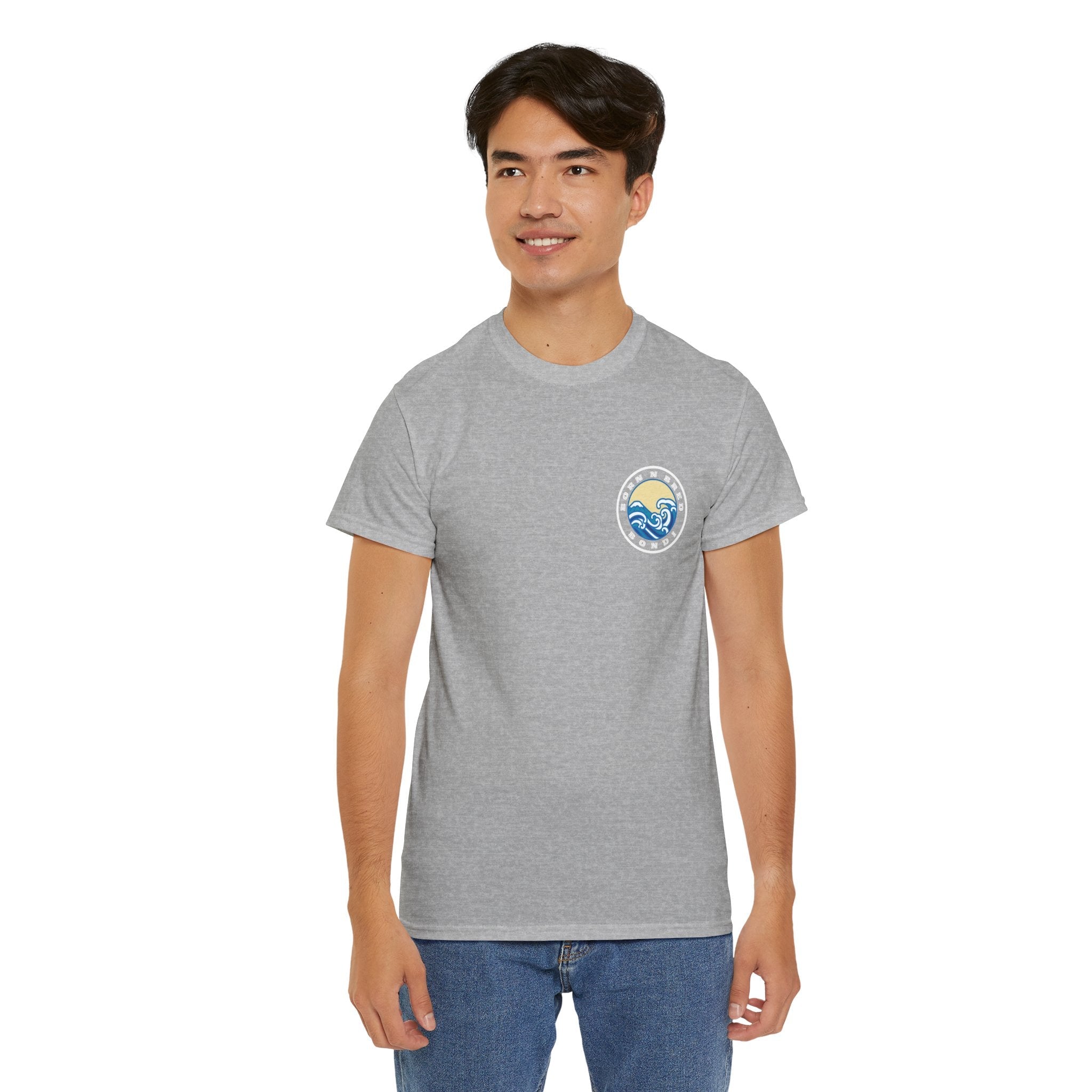 Heavy Cotton T-Shirt with free Canva custom designed logo front and back 
