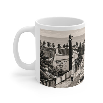 Sindens Tyre Man 1950-60s Manly Mug – Mugs of Nostalgia | Vintage Manly Ceramic Mug
