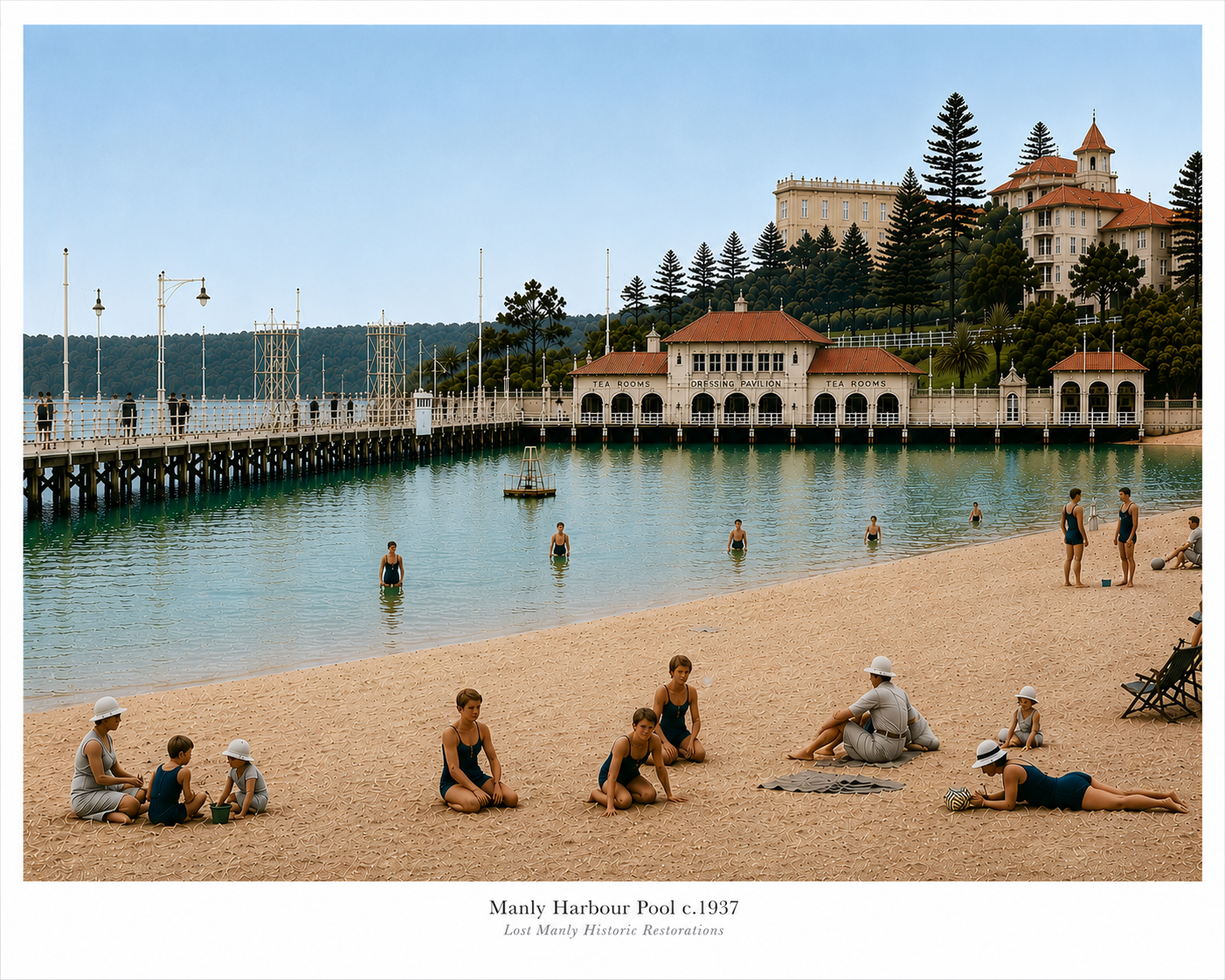1930s Manly Harbour Pool Poster – Historic Sydney Wall Art - Lost Manly Shop