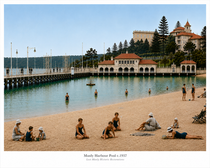 1930s Manly Harbour Pool Poster – Historic Sydney Wall Art - Lost Manly Shop