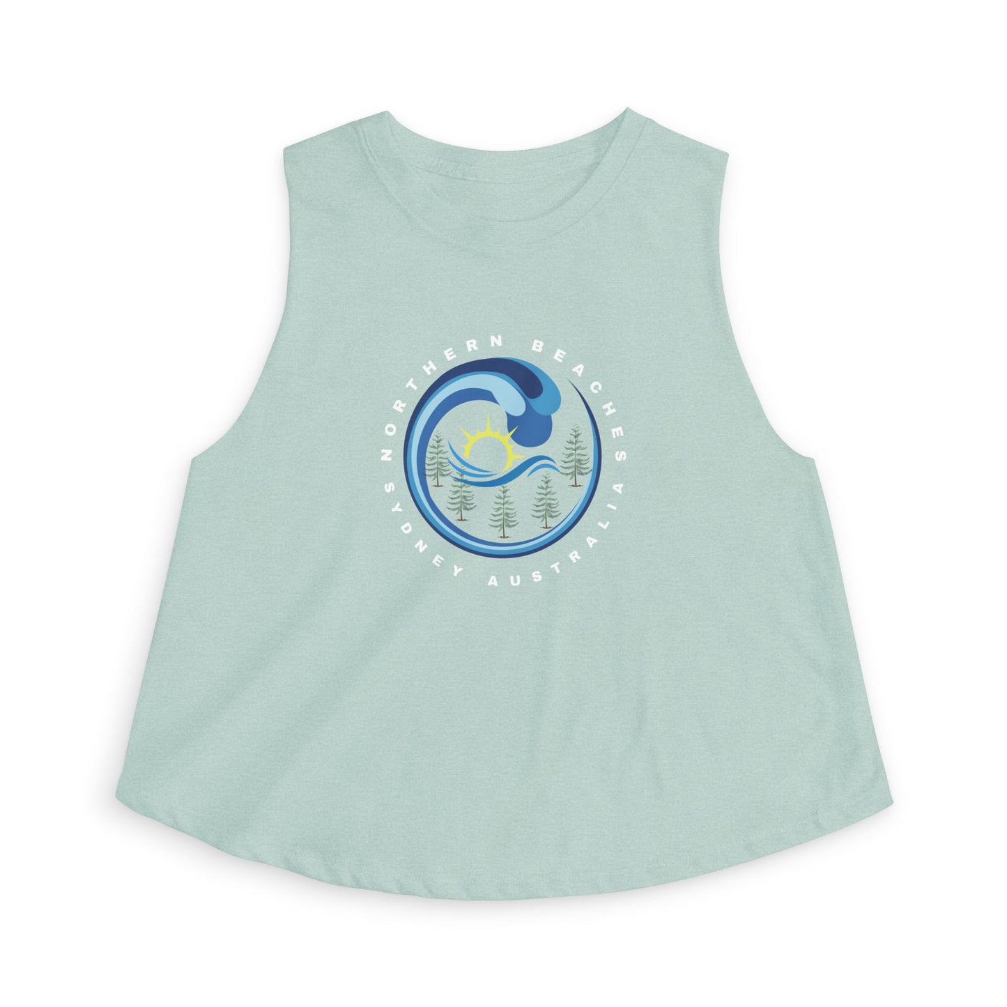 Lost Manly custom logo edition Northern Beaches Wave Crop Top – Women's Coastal Surf Graphic Tank - US Orders - Lost Manly Shop