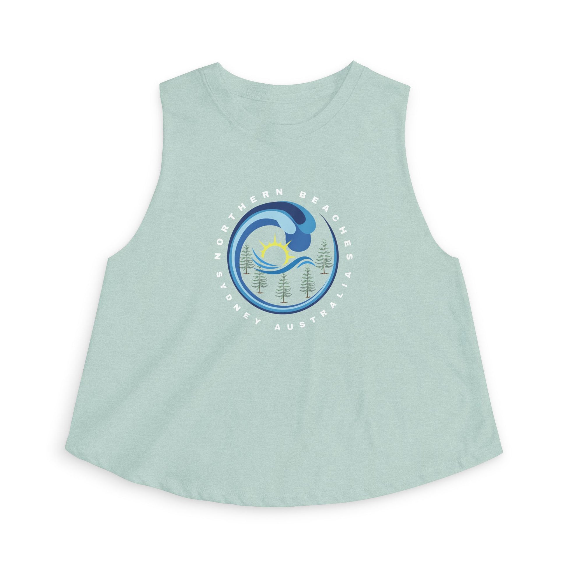 Lost Manly custom logo edition Northern Beaches Wave Crop Top – Women's Coastal Surf Graphic Tank - US Orders - Lost Manly Shop
