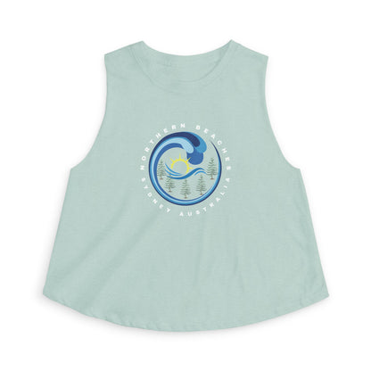 Lost Manly custom logo edition Northern Beaches Wave Crop Top – Women's Coastal Surf Graphic Tank - US Orders - Lost Manly Shop